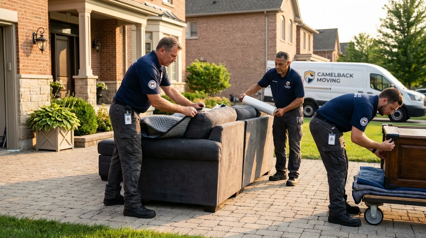 Large estate moving crew wrapping furniture in Florence, NJ